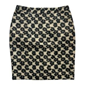 ANN TAYLOR Women’s PETITE‎ Pencil Skirt Floral-Inspired Leopard Shimmer Mini 4P